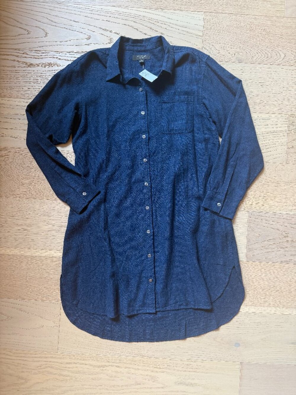 NWT Banana Republic Linen Blend Shirt Dress - Size M, Navy Blue mix
